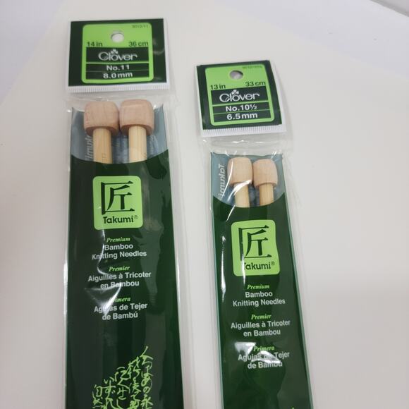 Takumi 2 Piece Bundle Set Bamboo Knitting Needles - 13 in No. 10.5- 14 in No. 11 - Picture 2 of 5